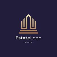 Building logo design with line outline style real estate, architecture, construction vector