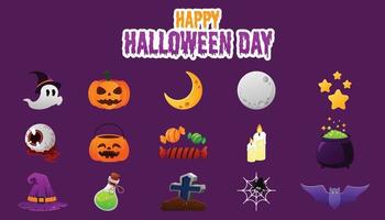 Happy Halloween flat Design Icon Set vector