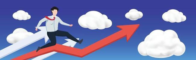 business man on top arrow and cloud vector