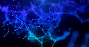 Abstract digital blue wave triangulation shapes in digital wave with small particles. Technological. photo