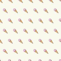 melting pink ice cream ball in waffle cone  seamless pattern design with creamy white background vector