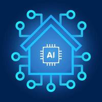 artificial intelligence illustration of smart home with house icon and futuristic technology style concept vector