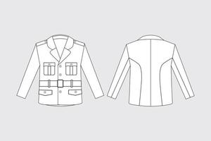 traje de chaqueta paskibra indonesio para hombre ilustración técnica de moda vector