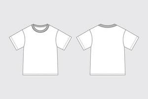 conjunto de plantilla de ropa plana de ilustrador de moda técnica de camiseta básica para niños vector