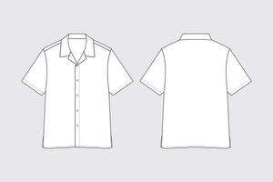 Set of short sleeve open collar shirt technical fashion illustration