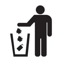 flat icon throw trash in its place, keep it clean. vector