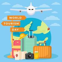 flat world tourism day illustration vector