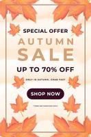 promoción de banner vertical de venta de otoño de acuarela vector