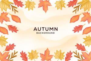 illustration watercolor autumn leaves background vector