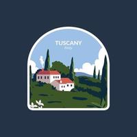 tuscany italy sticker vector illustration with minimalist style.