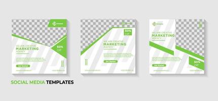 Set of editable square banner template backgrounds. Flat design vector with photo collage. Can be used for social media, stories and web internet advertising