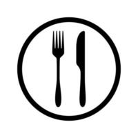 Fork and knife on a plate icon isolated on white background vector