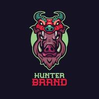 Hunter Wild Boar Head Mascot Logo Template vector
