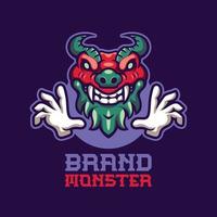 Dragon Monster Head Mascot Logo Template vector