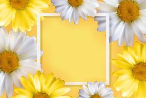 Cute Background with Chamomile Flowers. Can be used for advertising, web, social media, poster, flyer, greeting card. Illustration photo