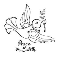 Dove of peace with olive branch. Traditional peace symbol. Vector. vector