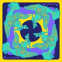 Dove of peace with olive branch. Scarf pattern design. Vector. vector