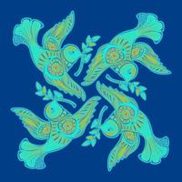 Dove of peace with olive branch. Colorful Vector mandala.