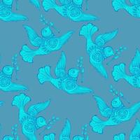 Dove of peace with olive branch. Seamless pattern. Vector illustration.