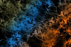 Swarms colorful smoke abstract on black background photo