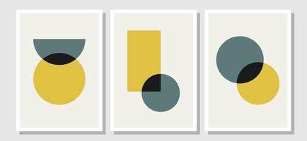 Vector posters wall art with geometric abstract shapes. Art in boho style. Mid-century modern minimalist art print. Organic natural form