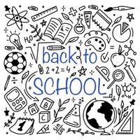 Back to school. School clipart. Sketch vector hand drawn doodle set of School objects and symbols