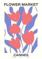 cartel del mercado de flores. ilustración floral abstracta. arte mural botánico, estética de afiches antiguos. ilustración vectorial vector