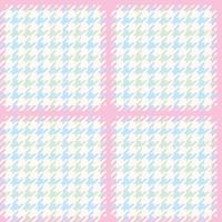 Pink, blue and green check print illustration design pattern. Vector houndstooth seamless pattern for fabrics, wrapping paper, greeting cards
