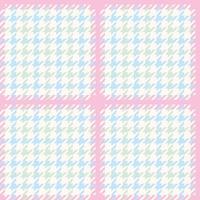 Pink, blue and green check print illustration design pattern. Vector houndstooth seamless pattern for fabrics, wrapping paper, greeting cards