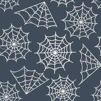 Seamless pattern with white spiderwebs. Variety of spiderwebs. Template for your design. Hand drawn trendy vector seamless pattern. Square background, wallpaper.