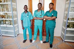 Group of african doctors students inside medical university. photo