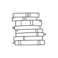 pila de libros dibujada a mano estilo garabato, ilustración vectorial aislada en fondo blanco. contorno negro, elemento de diseño, contorneado. biblioteca o librería, lectura vector