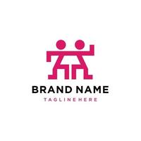 Creative people family together logo design template vector