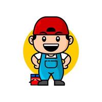 cute illustration of a worker. good for service company mascot. vector