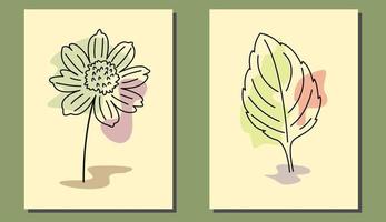 Abstract botanical flower and leaf art for wall decoration vector