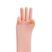 Cartoon hands. Hands raised to count fingers. 3d render illustration with Clipping path. photo