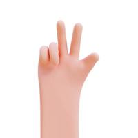 Cartoon hands. Hands raised to count fingers. 3d render illustration with Clipping path. photo