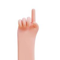 Cartoon hands. Hands raised to count fingers. 3d render illustration with Clipping path. photo