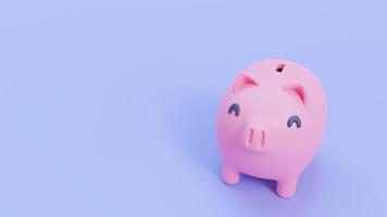 Cute piggy bank for collecting gold coins. Savings ideas for future investments. 3D Illustration. photo