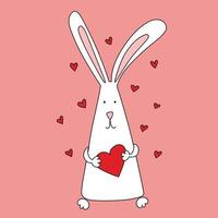 Rabbit symbol of 2023. Rabbit with hearts. Calendar template. vector