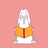 Rabbit symbol of 2023. Rabbit with book. Calendar template. vector