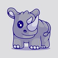 cute rhino illustration suitable for mascot sticker and t-shirt design vector