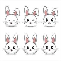 Set of rabbits with different expressions vector