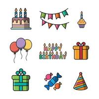 colección de iconos de cumpleaños vector