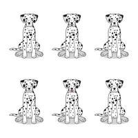 Set of dalmatian dogs with different expressions vector