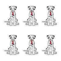 Set of dalmatian dogs with red tie vector