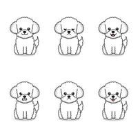 Set of poodle dogs with different expressions vector