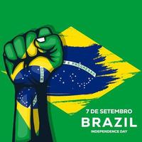 ilustración del día de la independencia de brasil con la mano vector