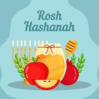 ilustración de rosh hashaná en estilo de diseño plano vector