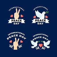 colección de etiquetas planas del día internacional de la paz vector
